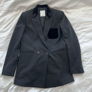 BRAND NEW Sandro Black Oversized Blazer with Velvet details
